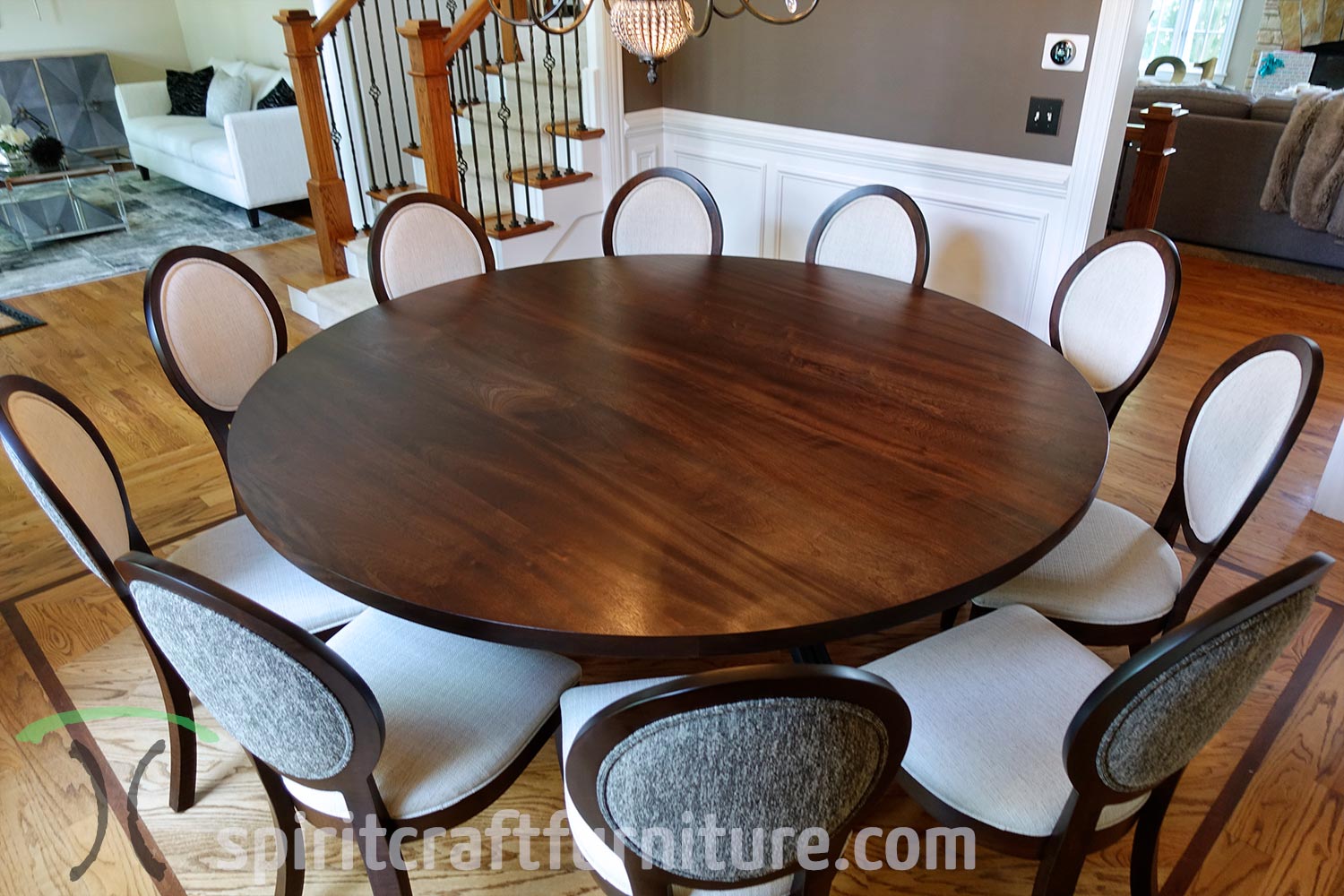 Round Custom Made Solid Wood Dining, 96 Inch Dining Table Seats How Many