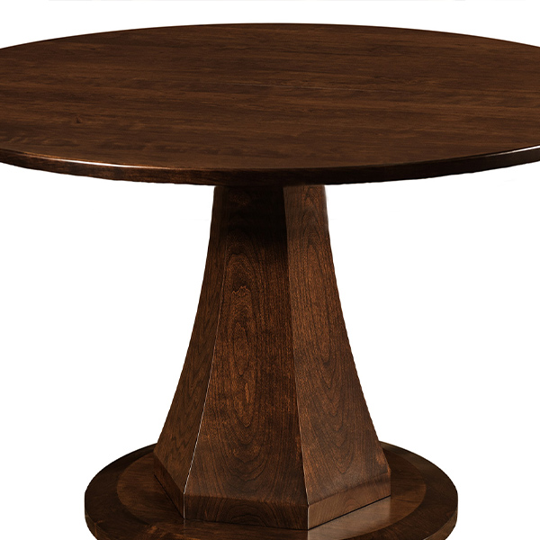 54 inch Diameter Round Cherry Dining Table Top on Sasha Pedestal Base, Stained Chocolate Spice