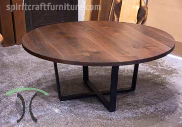 Round Walnut dining table in Chicago area from Spiritcraft Furniture in East Dundee, IL
