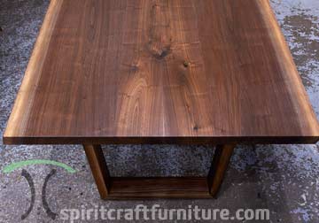 large live edge Walnut dining table in Chicago area from Spiritcraft Furniture in East Dundee, IL