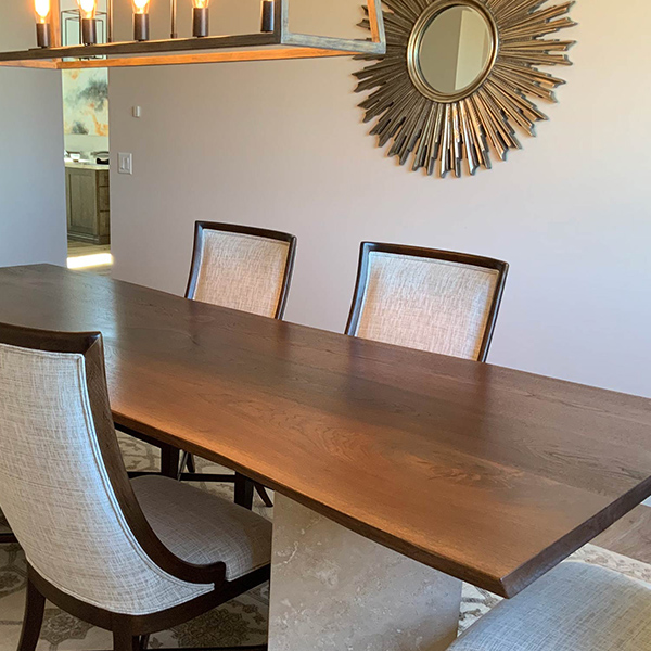 Live Edge Dining Table from Solid Kiln Dried Black Walnut - on Customer's Own Base in Scottsdale, AZ