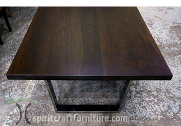 Black Walnut wide plank dining table for California client made in usa by Spiritcraft Furniture in East Dundee, IL