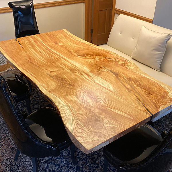 Live Edge Dining Room Table from Kiln Dried Slabs of Honey Locust for Long Grove, IL Client