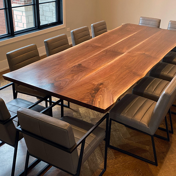 Black Walnut Live Edge Dining Table made from Three Slabs of Kiln Dried Rescued Hardwood