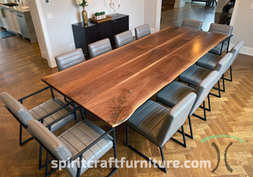 Custom made long live edge dining room table from Spiritcraft Furniture in East Dundee, IL