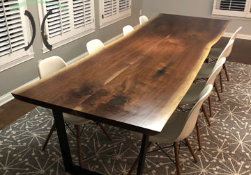 Custom made live edge dining table from Spiritcraft Furniture in East Dundee, IL