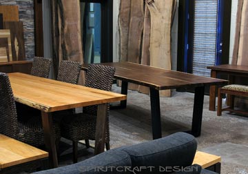 Live edge dining and conference tables custom made from our Chicago area showroom and furniture shop in Dundee, IL.