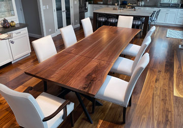 Black Walnut Live Edge Dining Table for Glenview, Illinois Client