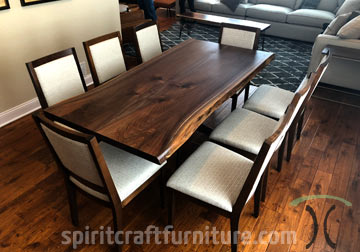 Walnut Live Edge Dining Table with RH Yoder Wescott Chairs, Dining Set from Spiritcraft Furniture of Dundee, IL