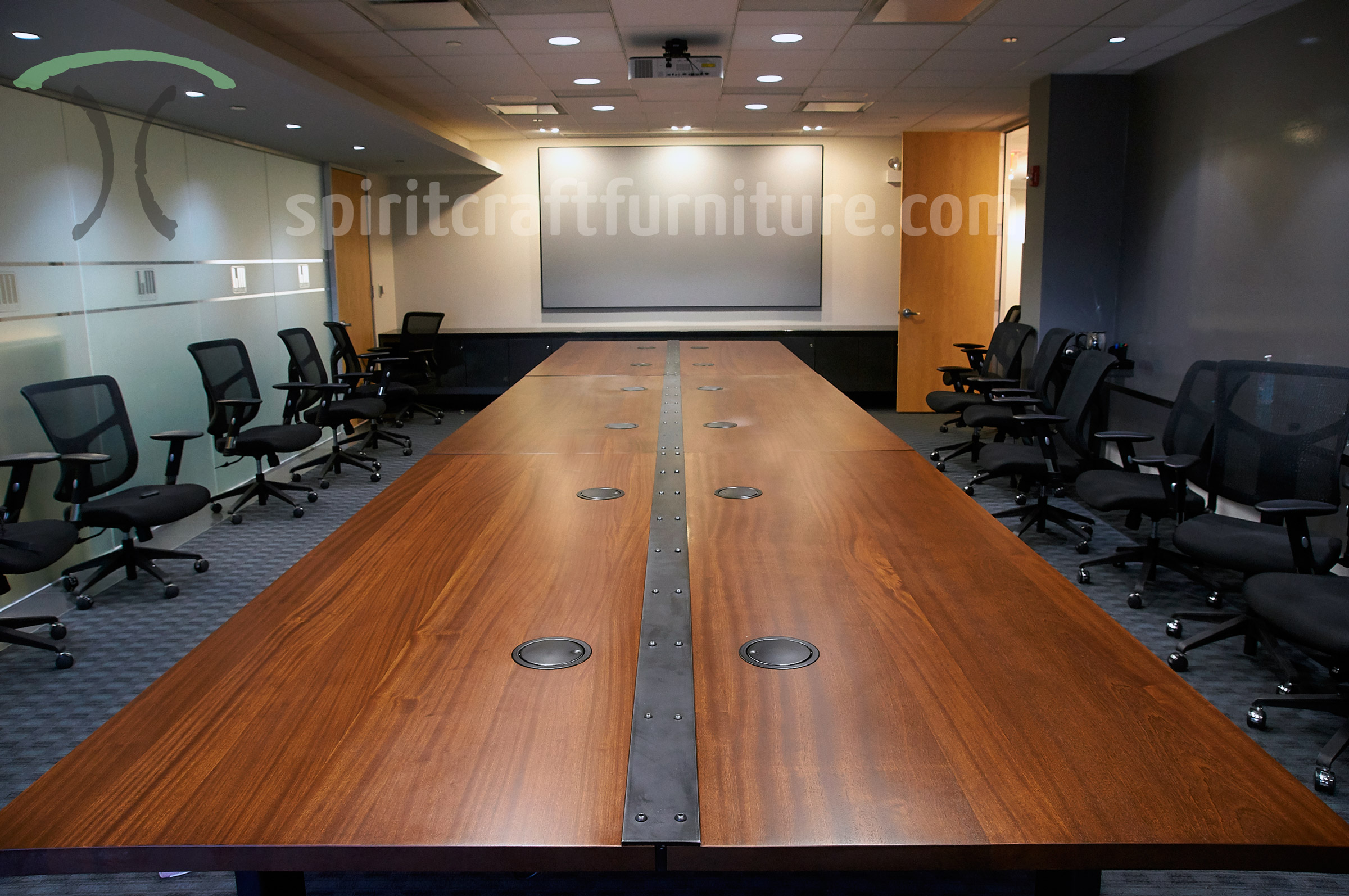 Live edge wood slab conference room tables and desk tops