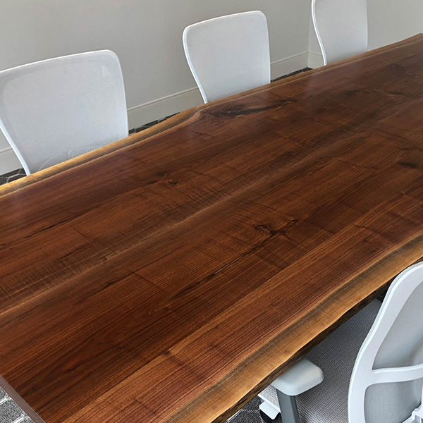 Custom Made Live Edge Dining and Conference Tables, Made Correctly, and to Order from Premium Kiln Dried Slabs - Three Slab Conference Table Pictured