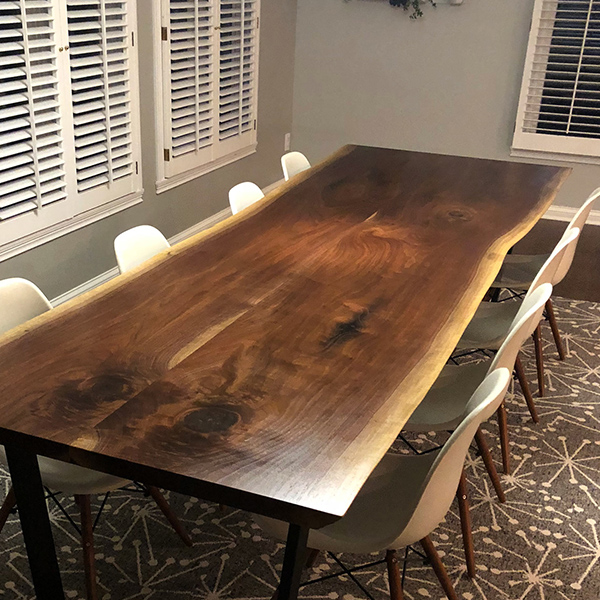 Book Matched Live Edge Walnut Black Walnut Slab Dining Table for Chicago Area Client