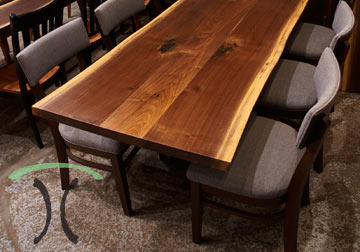 Black Walnut Live Edge Dining Tables for Sale in our East Dundee, IL furniture showroom