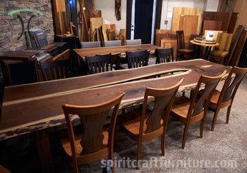 quality kiln dried Black Walnut dining and conference tables are available in our East Dundee, Illinois furniture and table top showroom