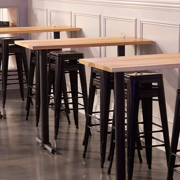 Custom Solid Hardwood Restaurant Dining Tables in White Ash, Handcrafted at our Chicago Area Woodshop, Spiritcraft Furniture