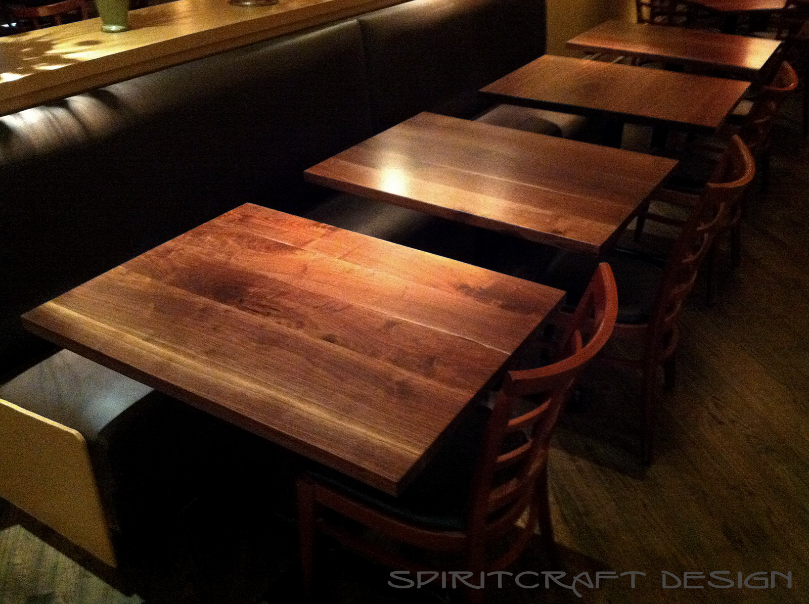 Custom wood table tops, and restaurant